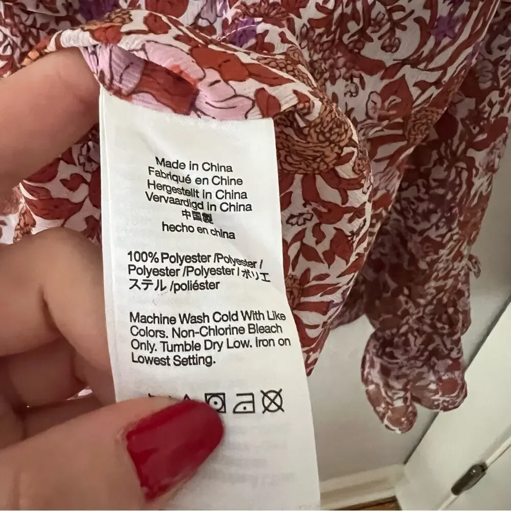 J. Crew Ruffle Crinkle Chiffon Top in Fête Floral